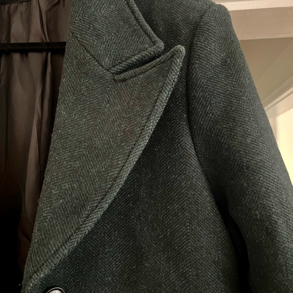 & Other Stories Belted Wool Herringbone Green Coat - Picture 5 of 6